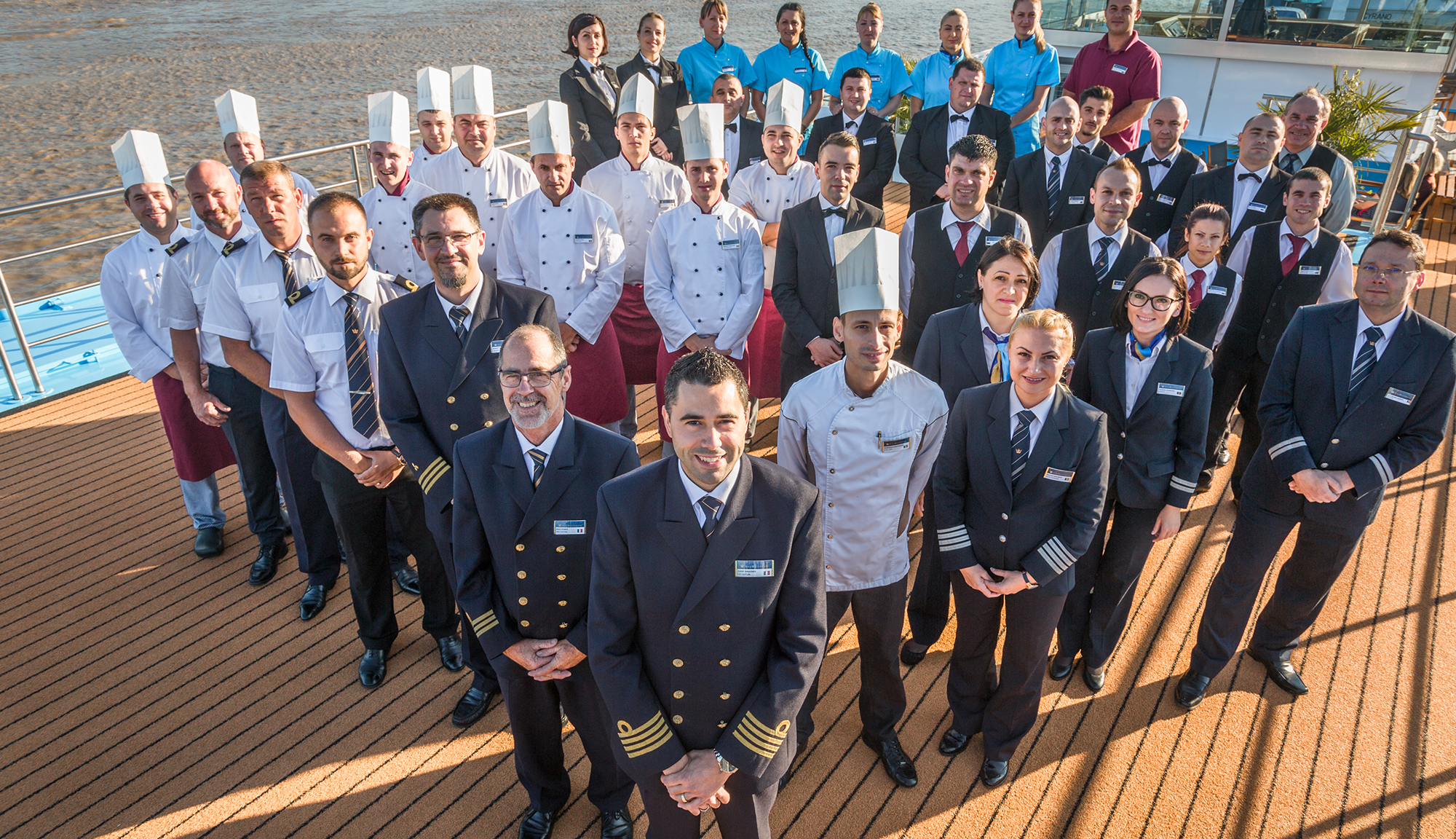 Crew of Ama Dolce with Ama Waterways
